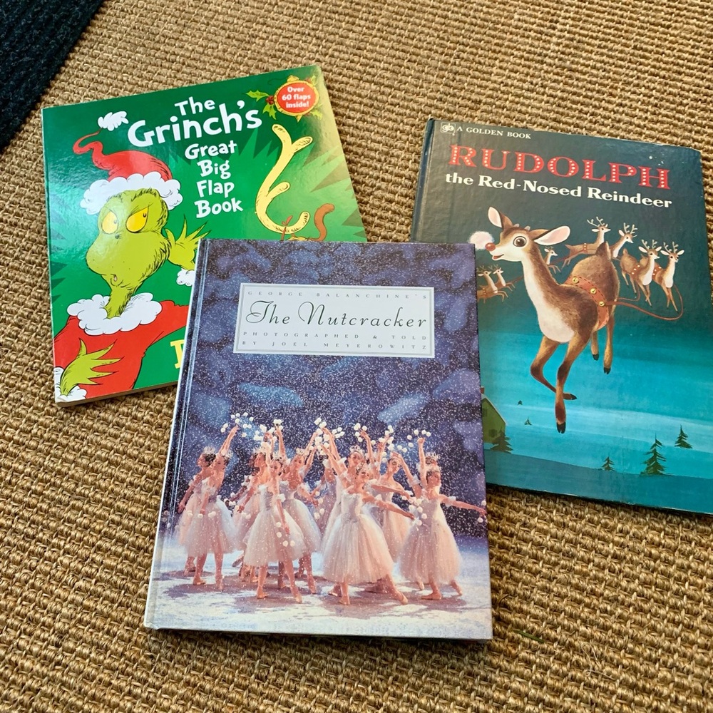 Christmas Children’s book bundle (3) large sized hardcover grinch Rudolph